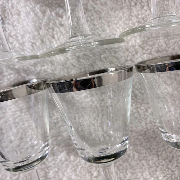 Vintage Silver Rim Footed French Crystal Shot Glasses 7 Cordial Glasses Aperitif - Picture 7 of 14